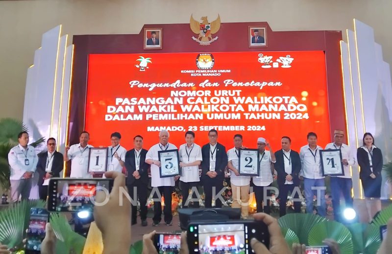 KPU Manado Tetapkan Nomor Urut Paslon Wali Kota dan Wakil Wali Kota