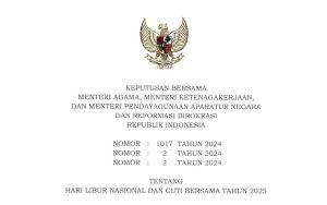 Pemerintah Tetapkan Hari Libur Nasional dan Cuti Bersama Tahun 2025