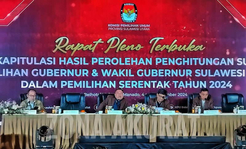 KPU Sulut Gelar Pleno Rekapitulasi Hasil Perhitungan Suara Pilgub Sulut