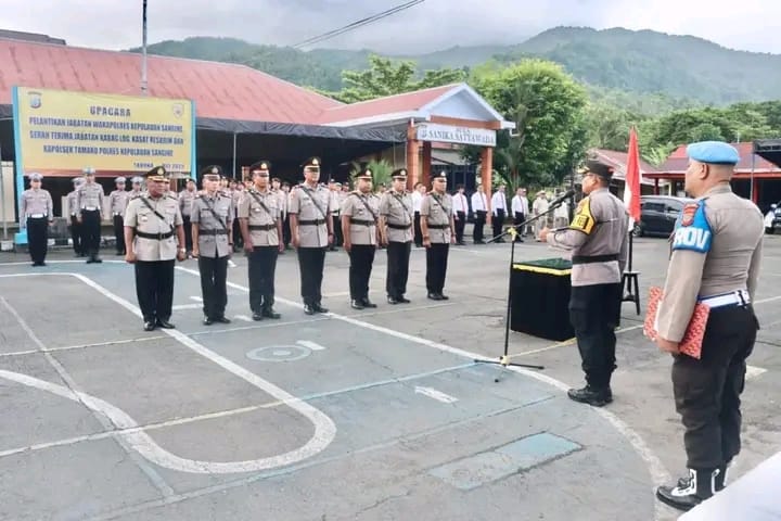 Polres Kepulauan Sangihe Gelar Sertijab, Beberapa Posisi Strategis Diganti 